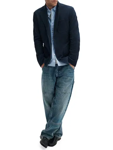 rag & bone Men's Skeleton Cotton Pique Blazer - Navy | Thumbnail 2 rag & bone Men's Skeleton Cotton Pique Blazer - Navy | Thumbnail 2