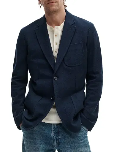 rag & bone Men's Skeleton Cotton Pique Blazer - Navy | Thumbnail 3 rag & bone Men's Skeleton Cotton Pique Blazer - Navy | Thumbnail 3