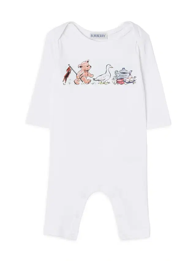 Burberry Baby's Thomas Bear Cotton Coveralls - White 9 Months