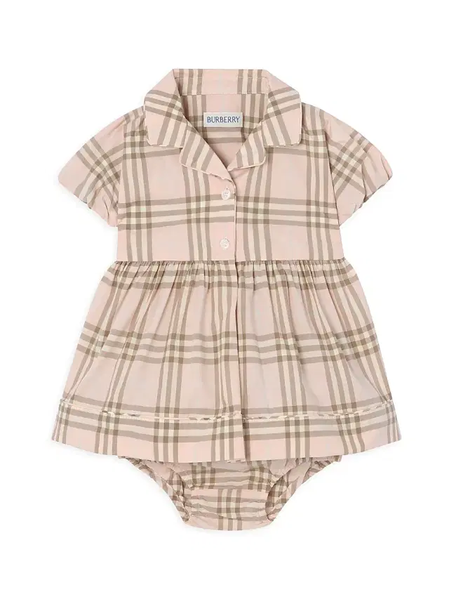 Burberry Baby Girl's Check Puff-Sleeve Dress & Bloomers Set - Archive Pink 9 Months