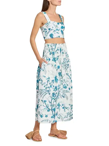 Erdem Women's Floral Cotton-Linen Midi Skirt - Wild Fern Botanical Dream - Size 10 | Thumbnail 2 Erdem Women's Floral Cotton-Linen Midi Skirt - Wild Fern Botanical Dream - Size 10 | Thumbnail 2