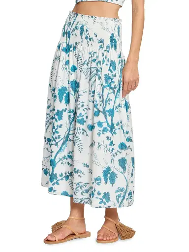 Erdem Women's Floral Cotton-Linen Midi Skirt - Wild Fern Botanical Dream - Size 10 | Thumbnail 4 Erdem Women's Floral Cotton-Linen Midi Skirt - Wild Fern Botanical Dream - Size 10 | Thumbnail 4