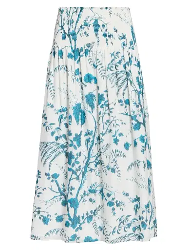 Erdem Women's Floral Cotton-Linen Midi Skirt - Wild Fern Botanical Dream - Size 10 | Thumbnail 1 Erdem Women's Floral Cotton-Linen Midi Skirt - Wild Fern Botanical Dream - Size 10 | Thumbnail 1