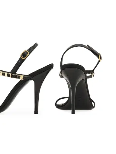 Ferragamo Women's Estea 95MM Vara-Chain Leather T-Strap Sandals - Nero - Size 5 | Thumbnail 7 Ferragamo Women's Estea 95MM Vara-Chain Leather T-Strap Sandals - Nero - Size 5 | Thumbnail 7