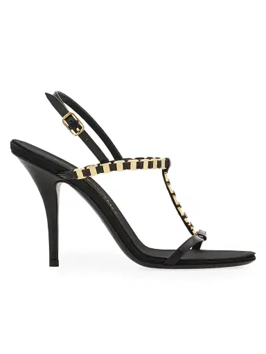 Ferragamo Women's Estea 95MM Vara-Chain Leather T-Strap Sandals - Nero - Size 5 | Thumbnail 1 Ferragamo Women's Estea 95MM Vara-Chain Leather T-Strap Sandals - Nero - Size 5 | Thumbnail 1