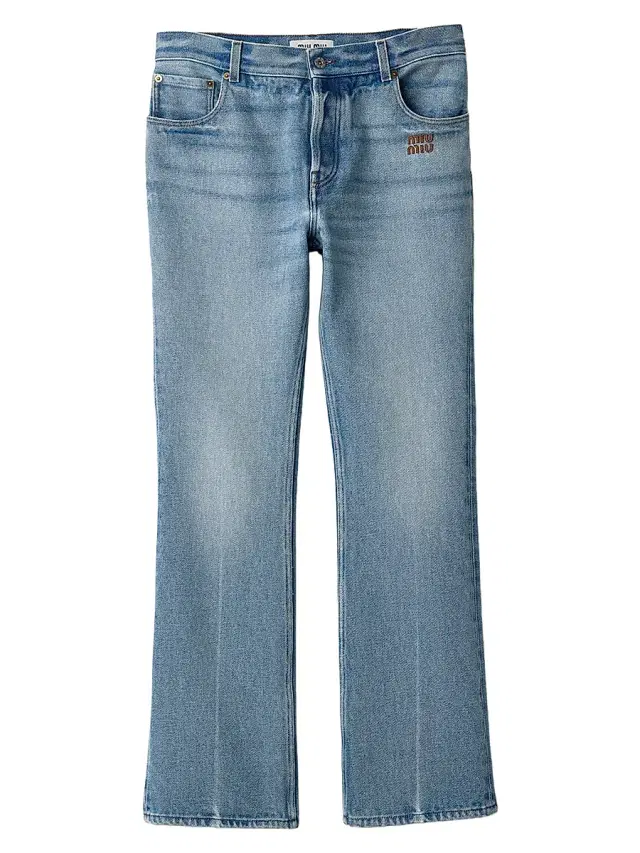 Women's Five-Pocket Washed Denim Jeans - Blue