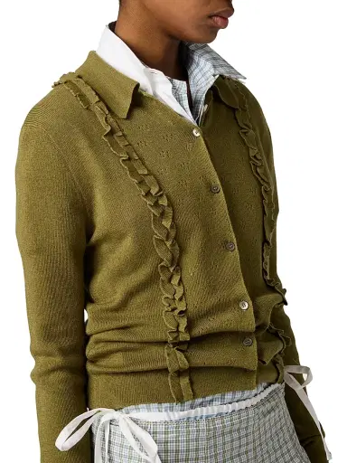 Miu Miu Women's Cashmere and Silk Cardigan - Green - Size 6 | Thumbnail 4 Miu Miu Women's Cashmere and Silk Cardigan - Green - Size 6 | Thumbnail 4