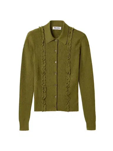 Miu Miu Women's Cashmere and Silk Cardigan - Green - Size 6 | Thumbnail 1 Miu Miu Women's Cashmere and Silk Cardigan - Green - Size 6 | Thumbnail 1