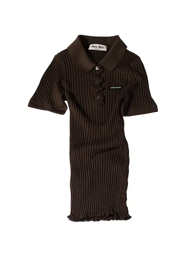 Women's Silk Knit Polo Shirt - Brown