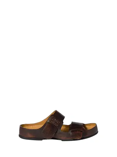 Miu Miu Women's Bleached Leather Sandals - Brown - Size 10 | Thumbnail 1