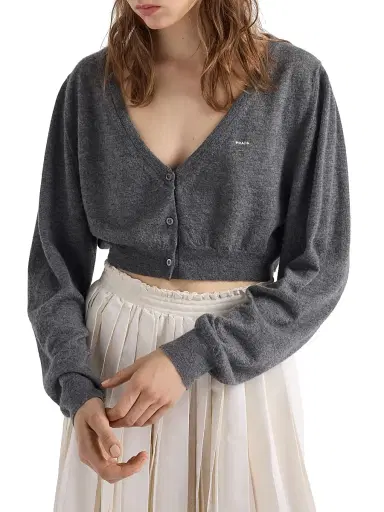 Prada Women's Cropped Cashmere Cardigan - Grey - Size 10 | Thumbnail 3