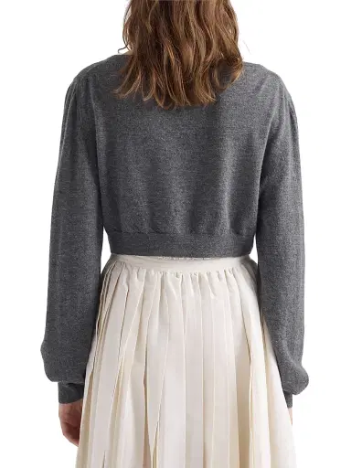 Prada Women's Cropped Cashmere Cardigan - Grey - Size 10 | Thumbnail 4