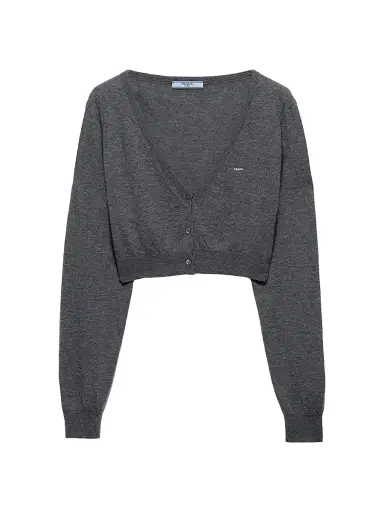 Prada Women's Cropped Cashmere Cardigan - Grey - Size 10 | Thumbnail 1