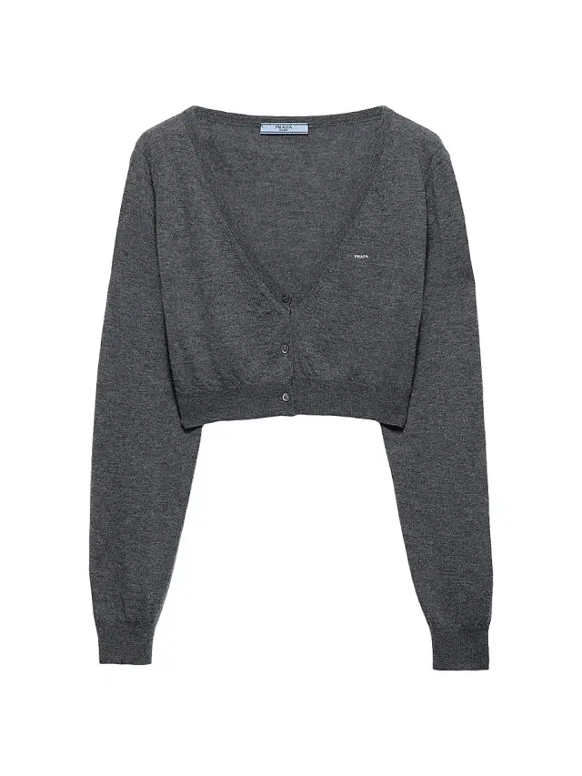 Women's Cropped Cashmere Cardigan - Grey