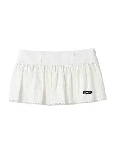 Miu Miu Women's Slubbed Poplin and Eyelet Lace Mini-Skirt - White - Size 8 | Thumbnail 1