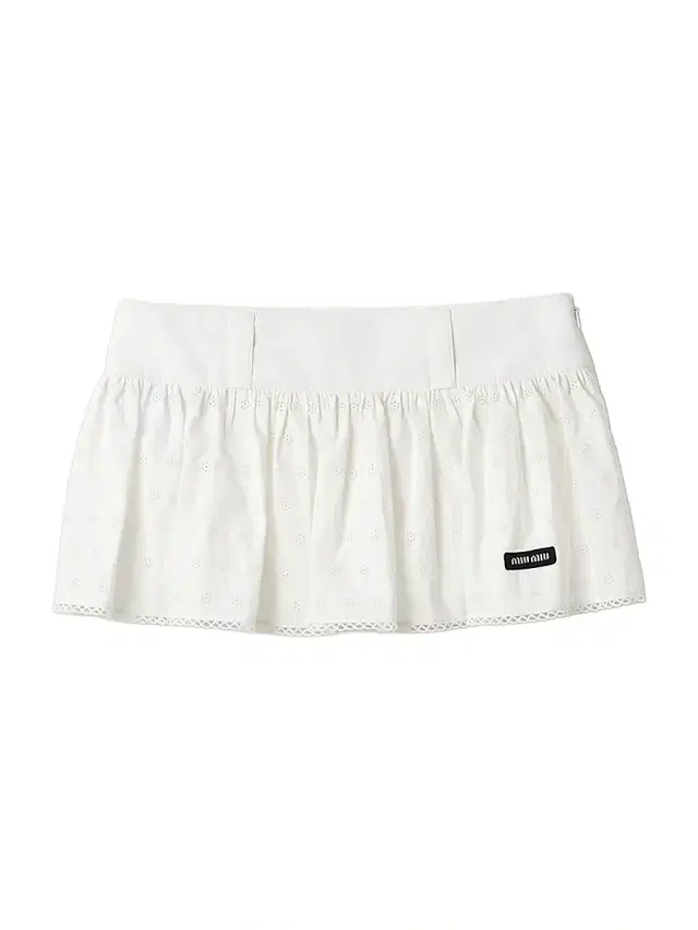 Miu Miu Women's Slubbed Poplin and Eyelet Lace Mini-Skirt - White