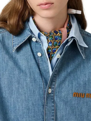 Miu Miu Women's Chambray Shirt - Blue - Size 8 | Thumbnail 5