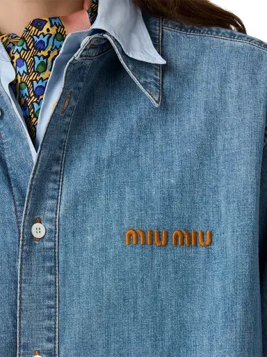 Miu Miu Women's Chambray Shirt - Blue - Size 8 | Thumbnail 6