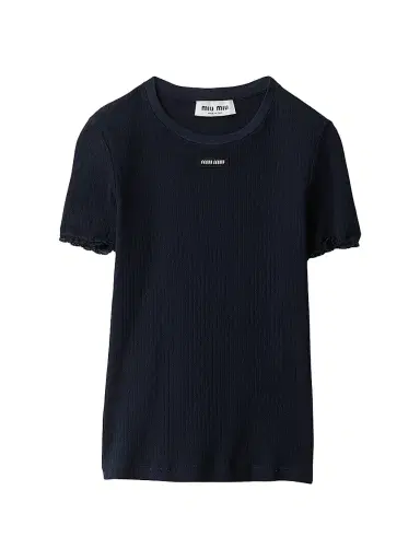 Miu Miu Women's Garment-Dyed Cotton Top - Blue | Thumbnail 1 Miu Miu Women's Garment-Dyed Cotton Top - Blue | Thumbnail 1