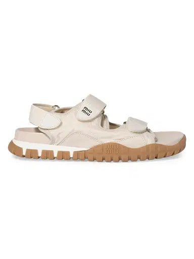 Miu Miu Women's Tyre Technical Fabric and Suede Sandals | Thumbnail 1 Miu Miu Women's Tyre Technical Fabric and Suede Sandals | Thumbnail 1