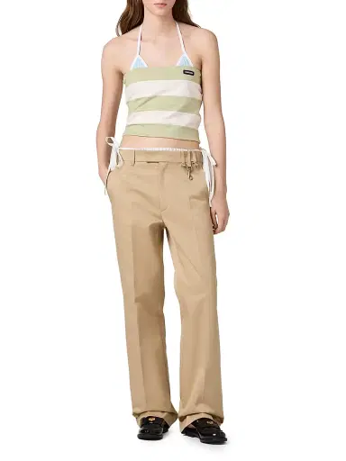 Miu Miu Women's Striped Jersey Top - Green Multi - Size Large | Thumbnail 2