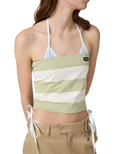 Miu Miu Women's Striped Jersey Top - Green Multi - Size Large | Thumbnail 5