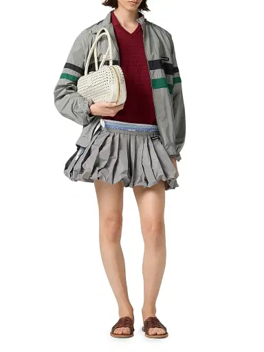 Miu Miu Women's Technical Fabric Mini-Skirt - Grey | Thumbnail 2