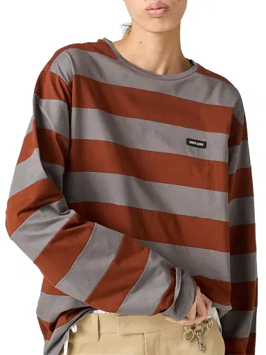 Miu Miu Women's Striped Jersey T-Shirt - Grey Multi - Size Large | Thumbnail 5 Miu Miu Women's Striped Jersey T-Shirt - Grey Multi - Size Large | Thumbnail 5