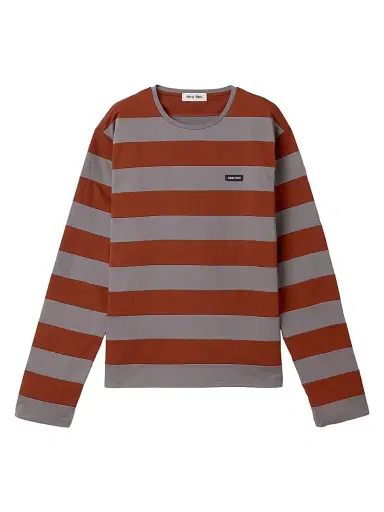 Miu Miu Women's Striped Jersey T-Shirt - Grey Multi - Size Large | Thumbnail 1 Miu Miu Women's Striped Jersey T-Shirt - Grey Multi - Size Large | Thumbnail 1