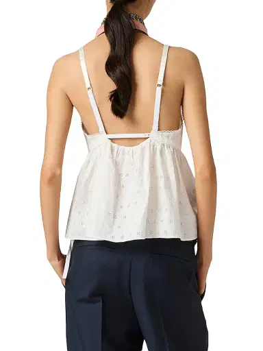 Miu Miu Women's Slubbed Eyelet Poplin Top - White - Size 8 | Thumbnail 4 Miu Miu Women's Slubbed Eyelet Poplin Top - White - Size 8 | Thumbnail 4