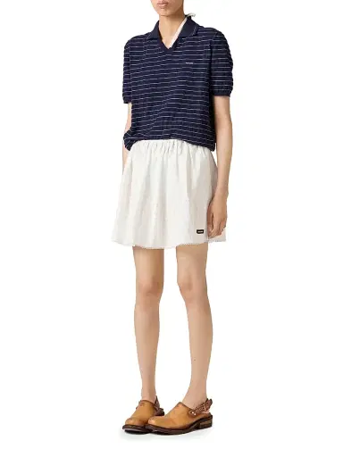 Miu Miu Women's Slubbed Eyelet Poplin Skirt - White | Thumbnail 2