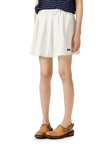 Miu Miu Women's Slubbed Eyelet Poplin Skirt - White | Thumbnail 3