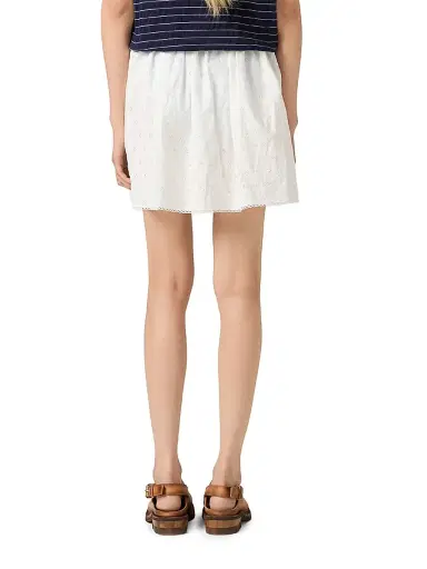 Miu Miu Women's Slubbed Eyelet Poplin Skirt - White | Thumbnail 4