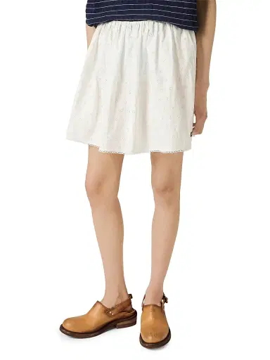 Miu Miu Women's Slubbed Eyelet Poplin Skirt - White | Thumbnail 5