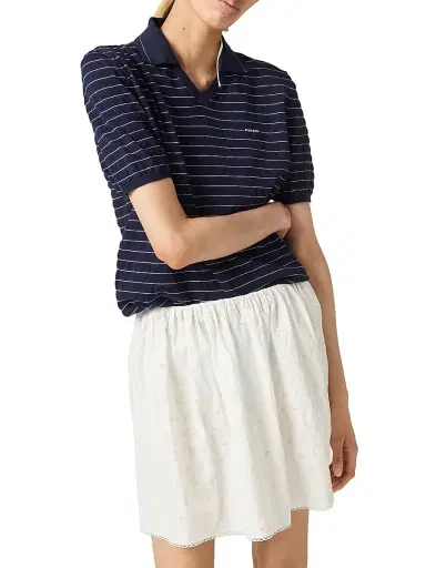 Miu Miu Women's Slubbed Eyelet Poplin Skirt - White | Thumbnail 6