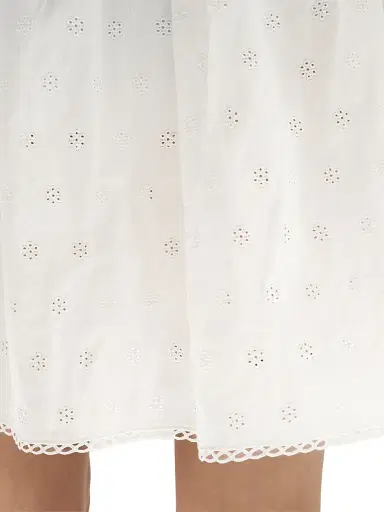 Miu Miu Women's Slubbed Eyelet Poplin Skirt - White | Thumbnail 7