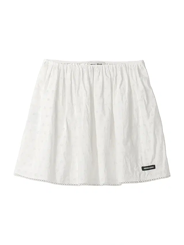 Miu Miu Women's Slubbed Eyelet Poplin Skirt - White