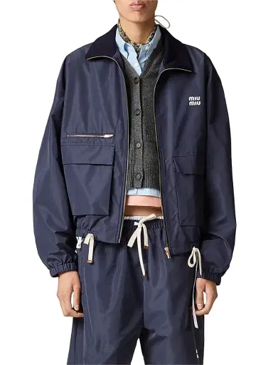 Miu Miu Women's Technical Fabric Blouson Jacket - Blue - Size 0 | Thumbnail 2
