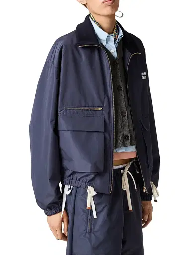 Miu Miu Women's Technical Fabric Blouson Jacket - Blue - Size 0 | Thumbnail 3