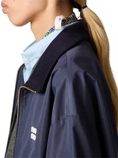 Miu Miu Women's Technical Fabric Blouson Jacket - Blue - Size 0 | Thumbnail 5