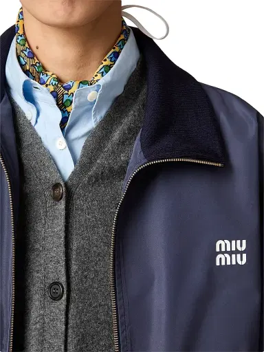 Miu Miu Women's Technical Fabric Blouson Jacket - Blue - Size 0 | Thumbnail 6