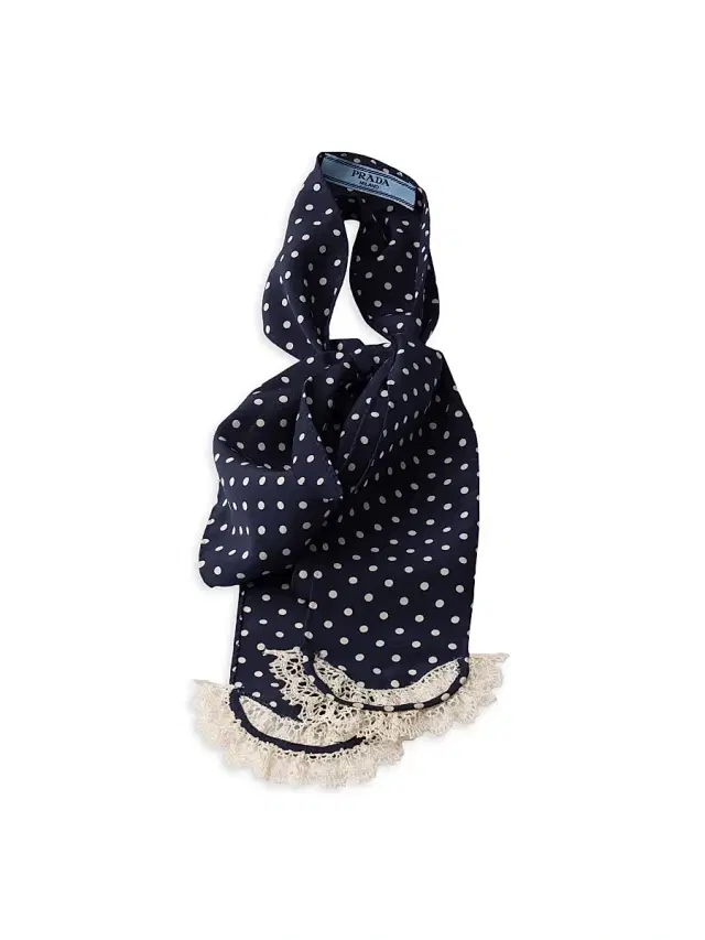 Prada Women's Polka Dot Marocain Scarf - Blue