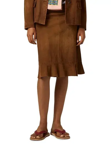 Miu Miu Women's Waxed Suede Skirt | Thumbnail 2 Miu Miu Women's Waxed Suede Skirt | Thumbnail 2