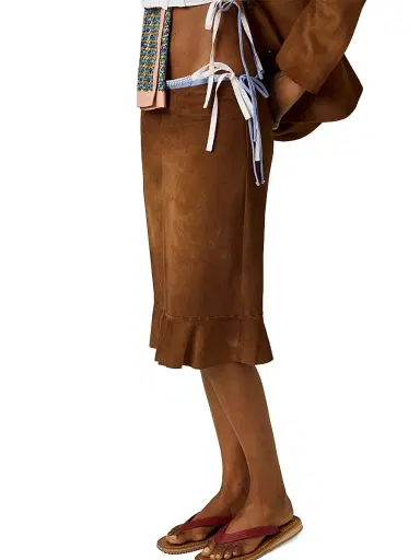 Miu Miu Women's Waxed Suede Skirt | Thumbnail 3 Miu Miu Women's Waxed Suede Skirt | Thumbnail 3