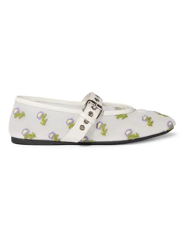 Miu Miu Women's Embroidered Mesh Ballerinas - White