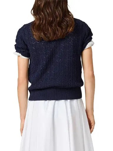 Miu Miu Women's Cotton Polo Shirt - Dark Blue - Size 6 | Thumbnail 4