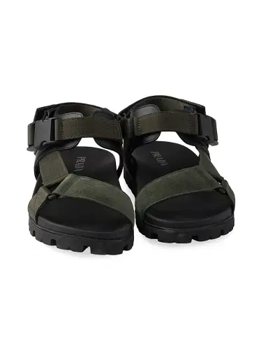 Prada Men's Suede and Woven Tape Sporty Sandals - Green - Size 12 | Thumbnail 2 Prada Men's Suede and Woven Tape Sporty Sandals - Green - Size 12 | Thumbnail 2