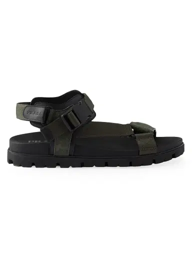 Prada Men's Suede and Woven Tape Sporty Sandals - Green - Size 12 | Thumbnail 1 Prada Men's Suede and Woven Tape Sporty Sandals - Green - Size 12 | Thumbnail 1