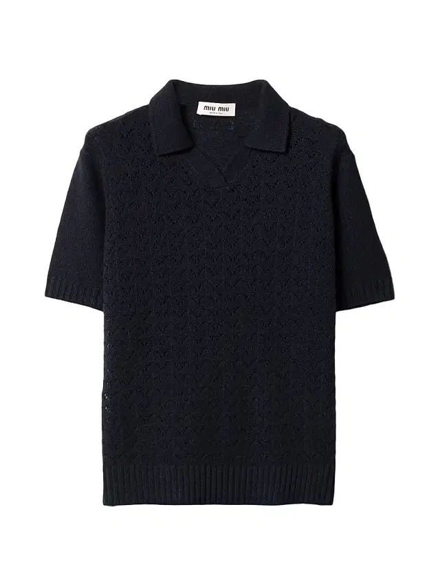 Women's Lace-Effect Cashmere Polo Shirt - Blue