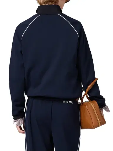 Miu Miu Women's Technical Jersey Blouson Jacket - Blue | Thumbnail 3